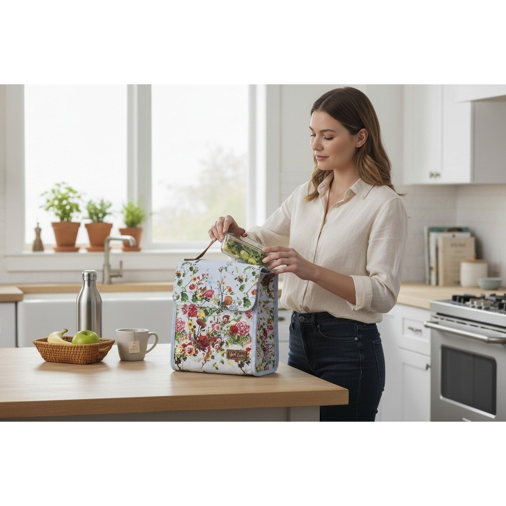 Elliott Lucca Lunch Tote Bag Blue Floral Brand New Primavera Artisan Insulated